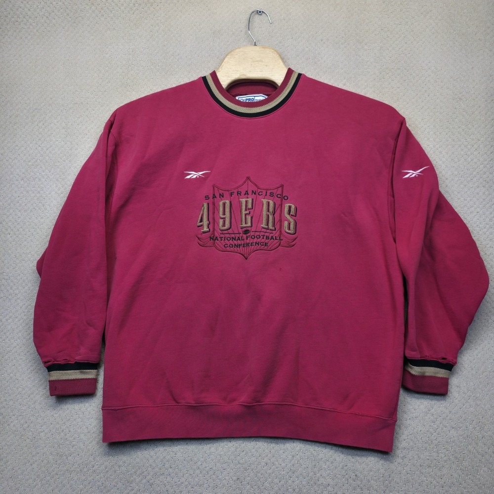 Vintage 90s Reebok Pro Line SF 49ers Sweatshirt Mens‎ XL Distressed Embroidered